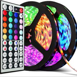 (NEW) $12 DAYBETTER Led Strip Lights 32ft Flexible Tape 5050 RGB 300 Color Changing Kit (44 Key Remote)