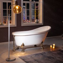 B0022/BTA1522  WOODBRIDGE 59" Heavy Duty Acrylic Slipper Clawfoot Bath Tub with Brushed Nickel Feet + Brushed Nickel Drain &Overflow