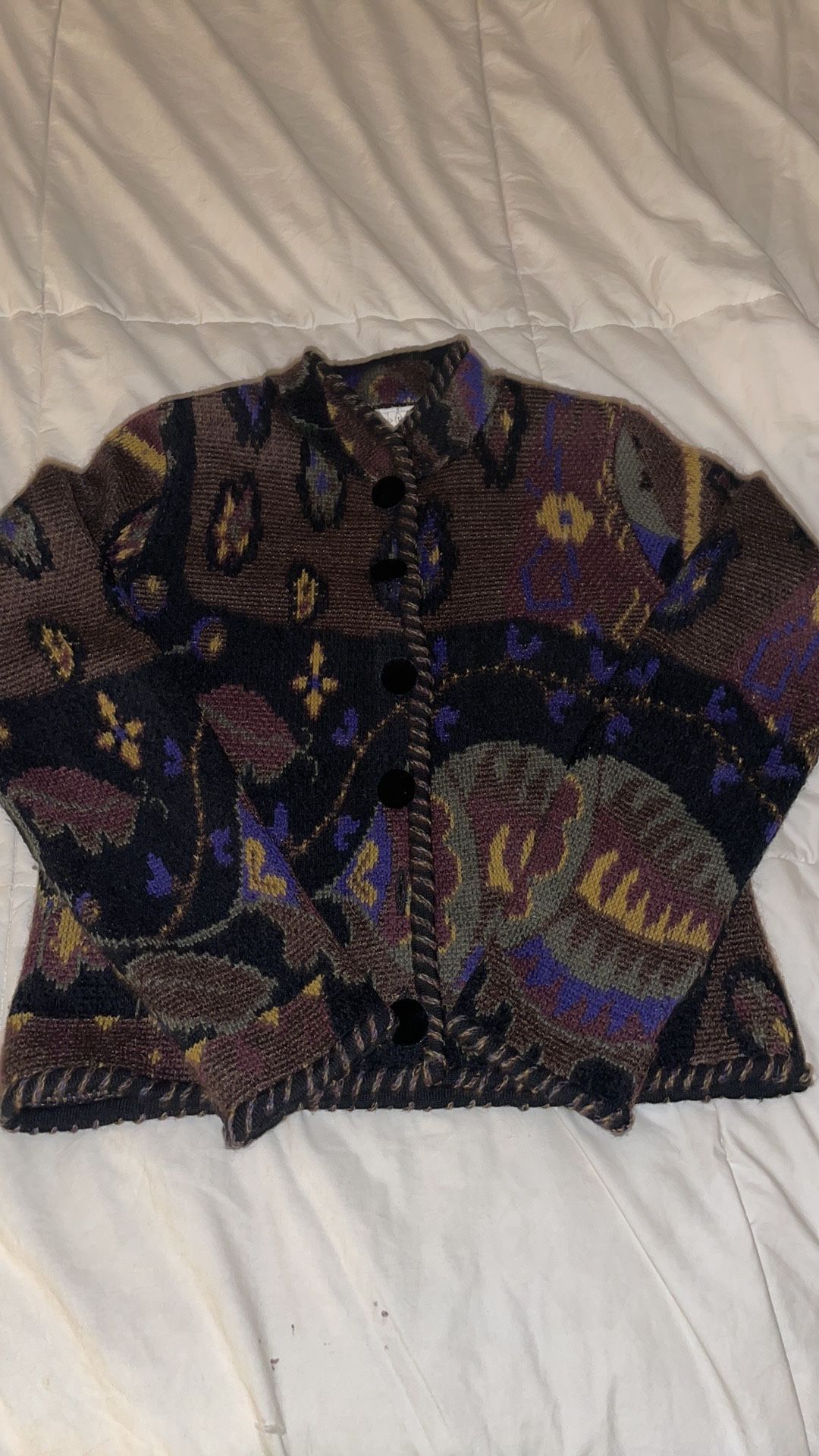 Don Caster SZ. XS Wild Art To Wear Wolf Woven Paisley Jacket Funky Fun