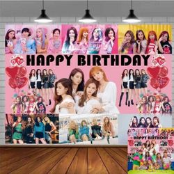BLACKPINK Happy Birthday Backdrop Banner Baby Shower Party Supplies 7x5ft