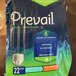 Prevail Daily Underwear Small Size 20”-34” 22 Count
