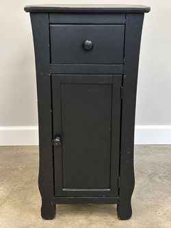 Black Wood Nightstand / Bedside Cabinet with Storage