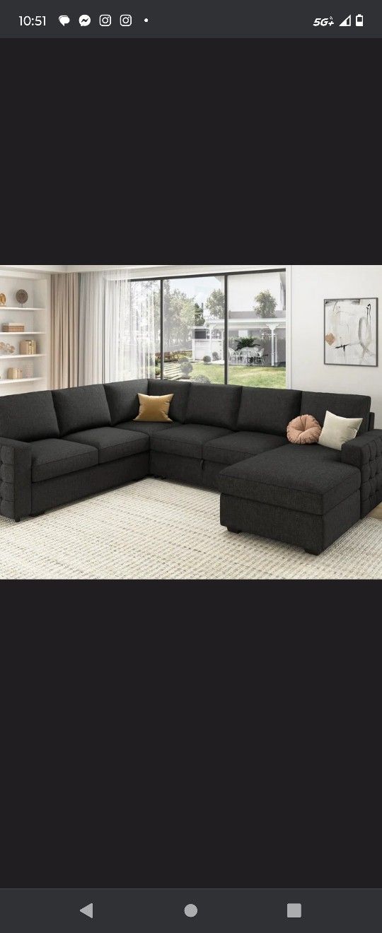Large l -Shape Sectional Available In Black Gray Or White