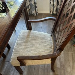 dining table and six chairs