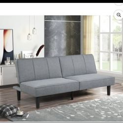 Mainstays 66" Studio Futon, Gray Linen Upholstery