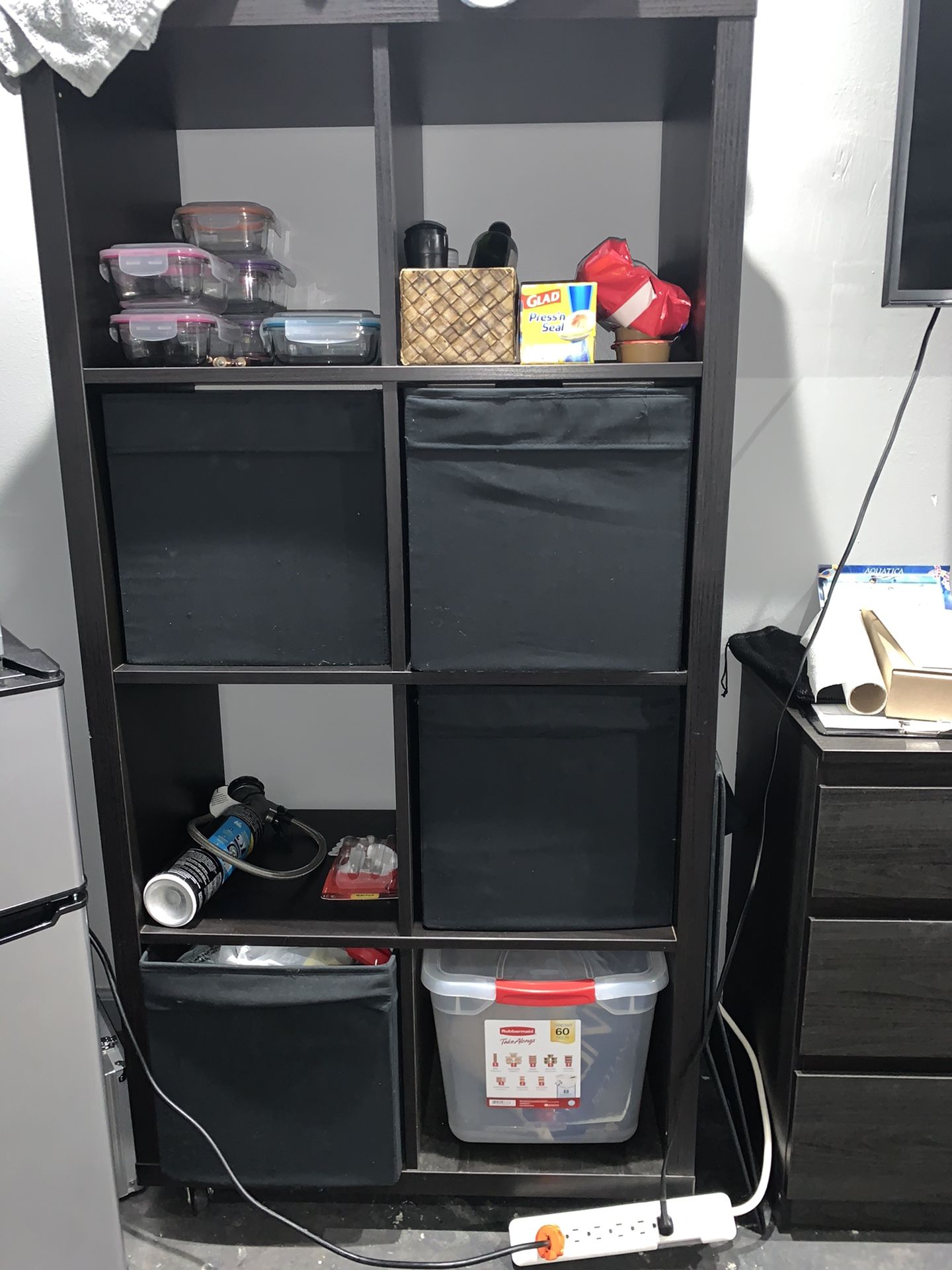 Black shelves with detachable storage