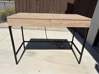 Contemporary Desk with Drawers and Power Source