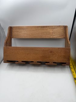 Wooden Wall Mounted Wine Bottle and Glass Rack