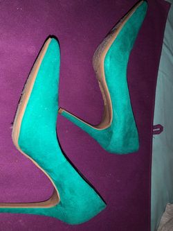Teal Christian Soriano Faux Suede Pointed-Toe Stiletto Heels
