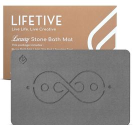 New 23.6*15” Luxury Stone Bath Shower Mat Diatomaceous Earth Instant Absorbent Surface Eco-Friendly