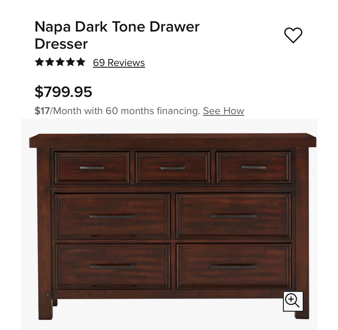Napa Dark tone Drawer Dresser