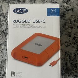 LaCie Rugged 5TB External Hard Drive USB-C (Brand New)