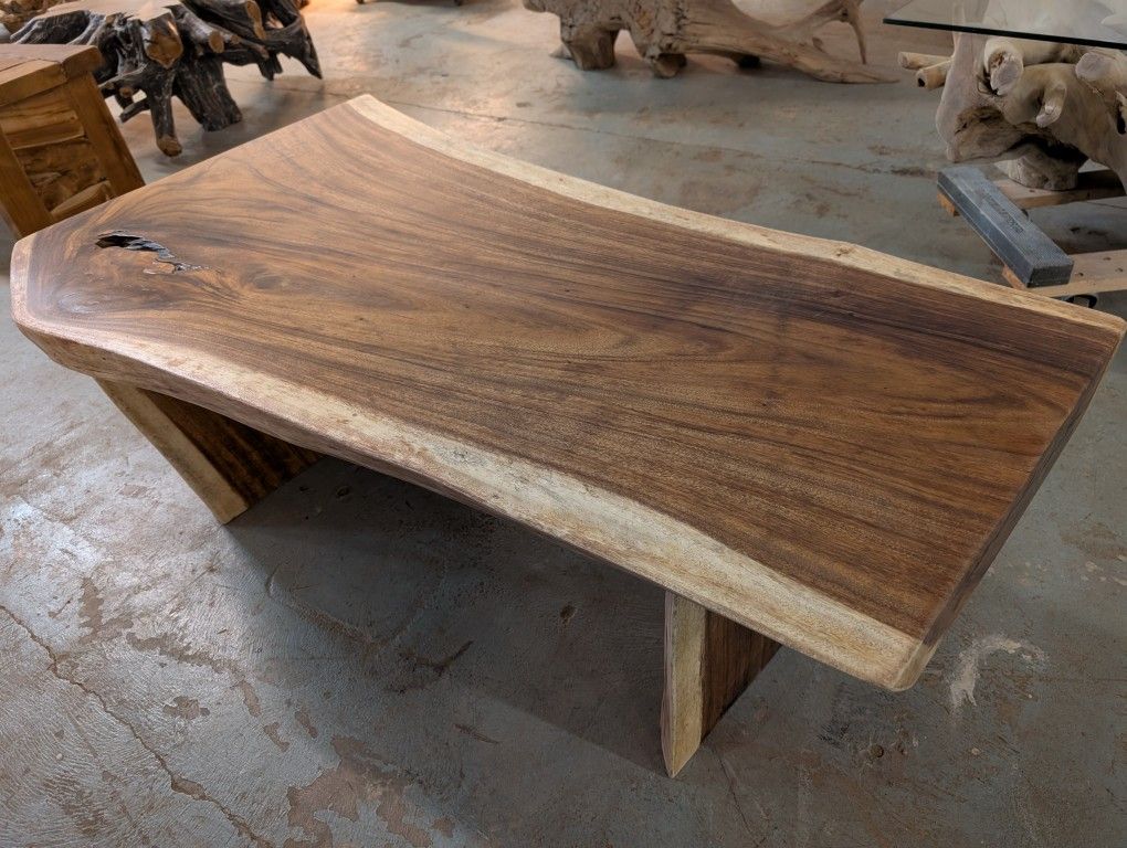Live Edge Monkey Wood Coffee Table 59"