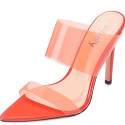 Brand New! Clear Pointed Toe Heels Sandals Transparent Strap Stiletto High Heels Slip on Mules for Women

Size 7