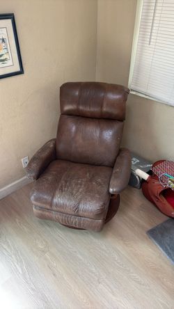 Brown Leather Swivel Recliner Chair