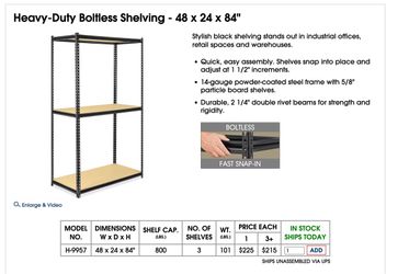 Heavy Duty Boltless Shelves -GREAT CONDITION!