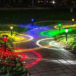 Solar Color Changing Yard Stake Path Lights Set Of 4
