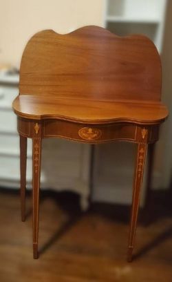 Federal Style Inlaid Serpentine Flip-Top Console Table - $700