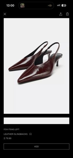 Brand New Zara Leather Slingbacks Size 6