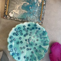 Handmade Tray And Bowl Resin Art Unique Limited Edition 