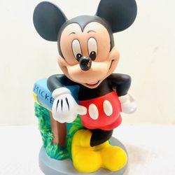 Vintage Disney Mickey Mouse Mailbox Coin Bank Figurine 