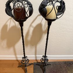 Black Metal Floor Candle Holders