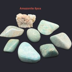 Amazonite Egg Shaped, Rough, & Polished Stones from Madagascar 8pcs 105.1g Total