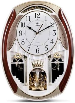 KELAOT Musical Motion Chime Wall Clock with Rotating Pendulum Decorati