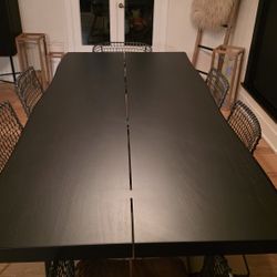 Solid Wood CRATE AND BARREL TABLE 80 Inch Steel Legs
