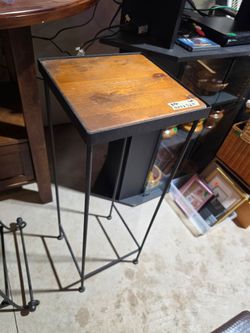 Iron and wood plant stand or side table
11" x 11" x 32"h