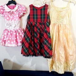 Christmas Dress with Disney Minnie Mouse & Belle (Beauty & Beast) Play Dresses size All Girls 4/6  $10 for ALL