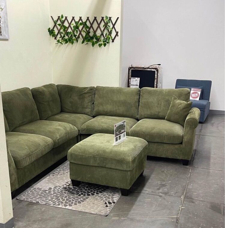 4 pc Sectional Sofa With Ottoman Sage Corduroy,All Products : American Fashion Style Bags On Sale