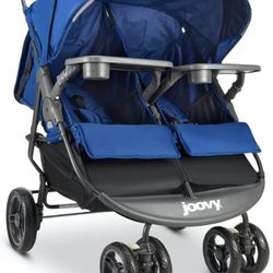 Joovy Scooter X2 Side-by-Side Double Stroller Featuring Dual Snack Trays, One-Handed Fold, Multi-Position Reclining Seats, Adjustable Leg Rests