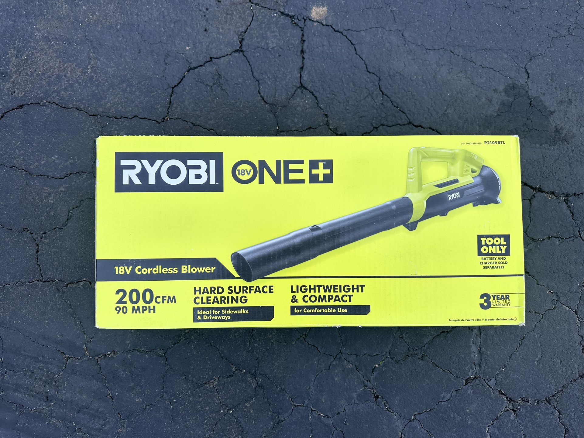 RYOBI ONE+ 18V 90 MPH 200 CFM Cordless Battery Leaf Blower/Sweeper (tool only)