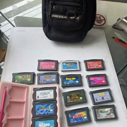 Gameboy Games  15 Games + Case+ 2 New Carging Wall Plug Cables 