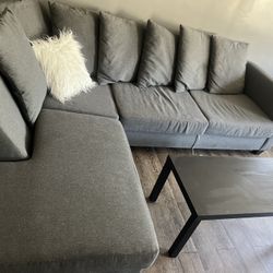 GRAY L SHAPED SECTIONAL FOR SALE