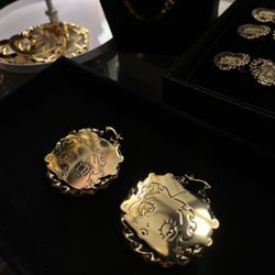 Gold Betty Boop Hoop Earrings 