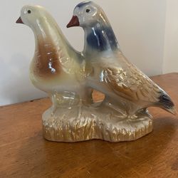 Vtg. 1950's Pigeon Dove Bird ceramic figure IRIDESCENT LUSTERWARE glazed BRAZIL
