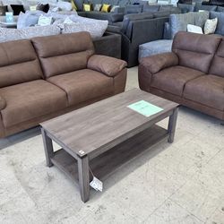 New Brown Sofa And Love Seat