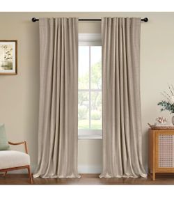 ✨ 100% Blackout Linen Curtains – Burlwood Birch 90” (2 Sets Available)