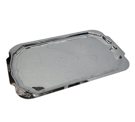Chrome Plated With Etched Floral Designs 17" Serving Tray