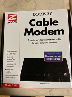 Zoom 5341 Cable Modem - 1 x RJ-45 10/100/1000Base-T Network LAN, 1 x F-type - 343 Mbps