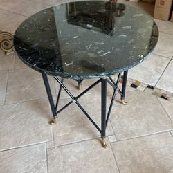 Round End Table With Granite Top 