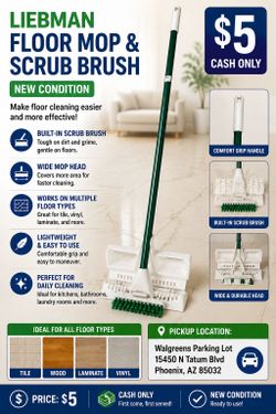 Libman Mop with Scrub Brush – Great Condition