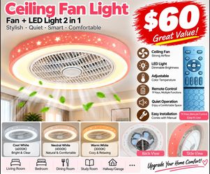 Ceiling Fan Light with Remote – $80