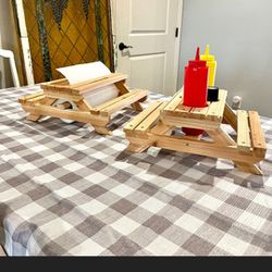 Handcrafted Condiment & Paper Towel Picnic Tables