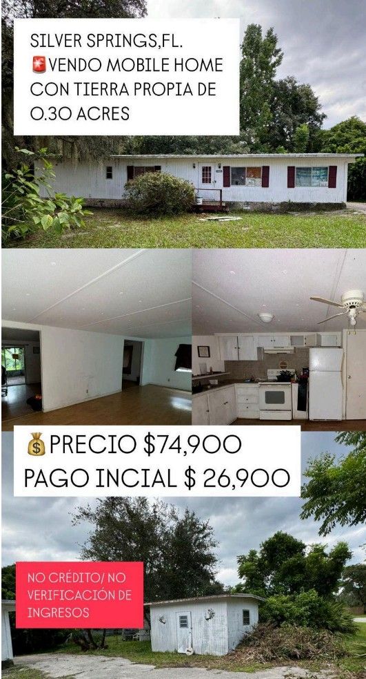 Silver Springs Mobile Home With land Included 