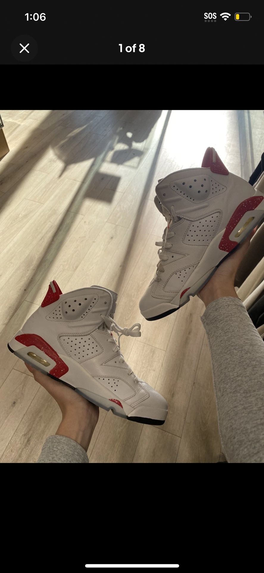 PREOWNED Jordan 6 Red Oreo Size 8.5M