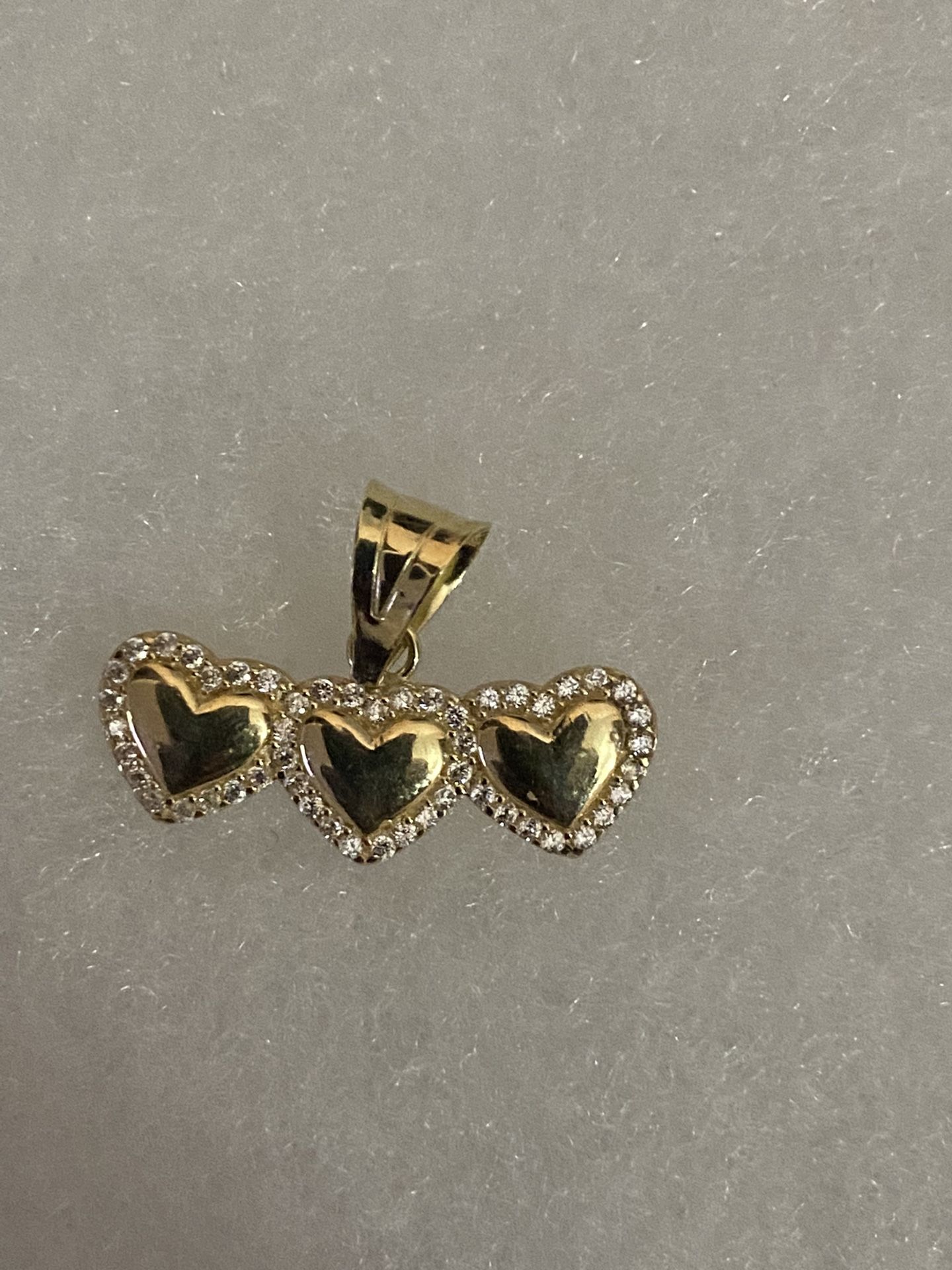 10k Real Gold 3 Hearts Pendant Charm