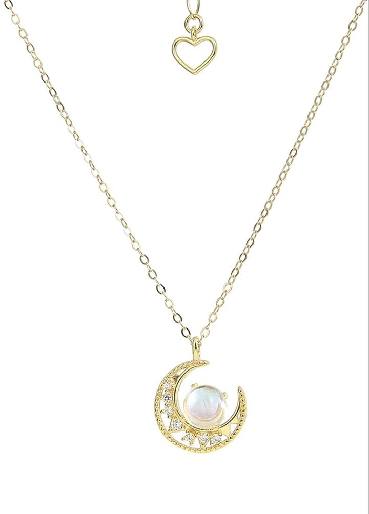Moonstone Necklace for Women Girls 18K Gold Plated S925 Sterling Silver Cute Fashion Pendant Jewelry Gifts
